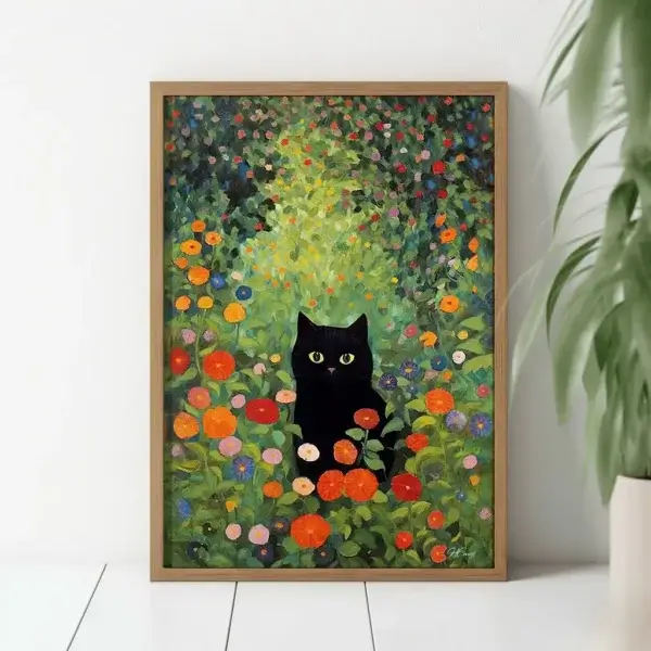 gustav klimt flower garden print